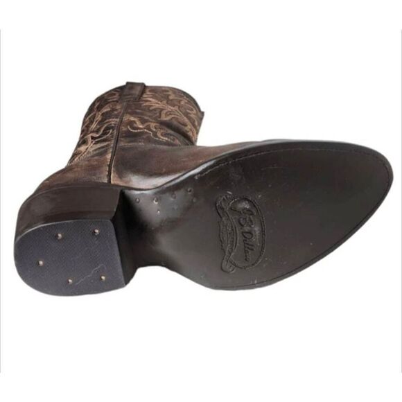 J.B. DILLON Brown Distressed Leather Western Boot Size 7EE - Picture 8 of 10